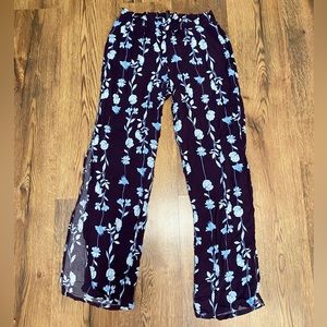 Adore Me Blue Floral Flowy Pajama/Lounge Bottoms- Women’s Small